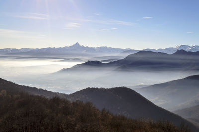 Scenic view of mountains against sky