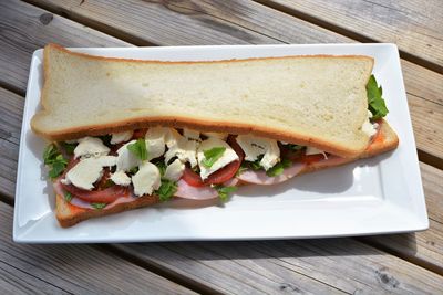 Close-up of sandwich on plate