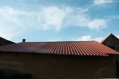 Low angle view of building against cloudy sky