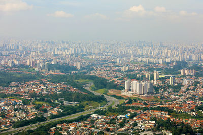 High angle view of townscape against sky