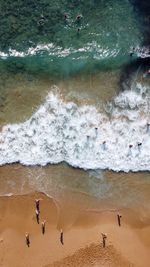High angle view of people on beach