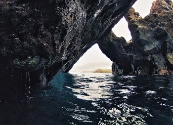 Sea seen through cave
