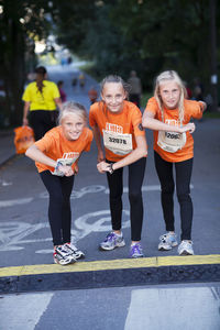 Smiling girls on start line