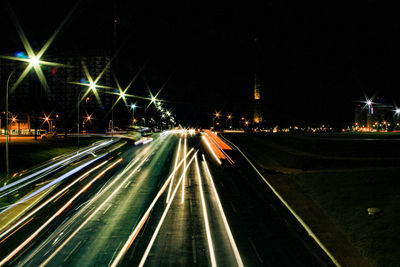 Light trails on highway at night