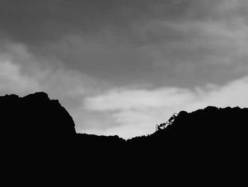 Low angle view of silhouette mountain against sky