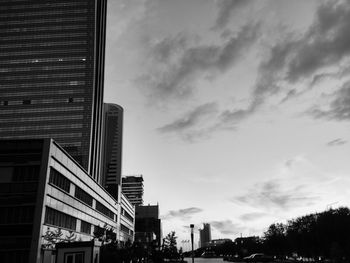 Low angle view of skyscrapers against sky