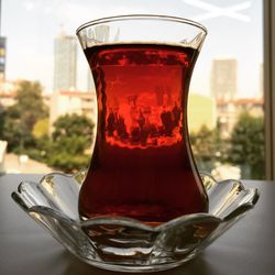 Close-up of beer in glass