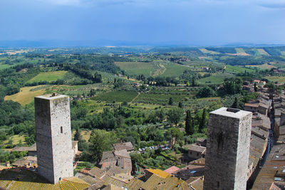 High angle view of castle against sky