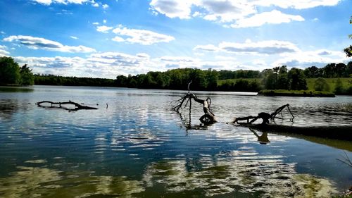 Scenic view of lake against sky