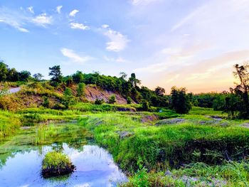 Scenic view of lake against sky