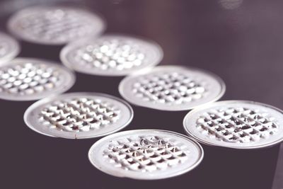 Close-up of coins on table 