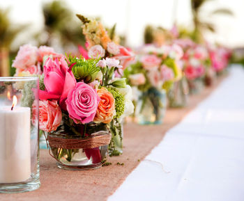 Close-up of rose bouquet on table