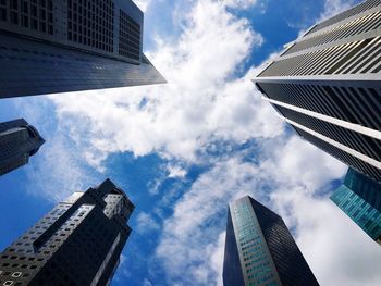 Low angle view of buildings against sky in city