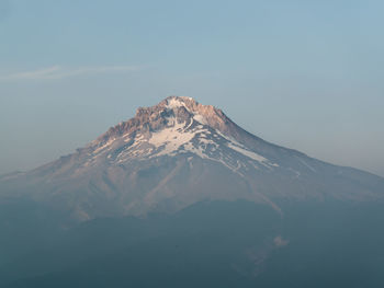 Scenic view of snowcapped mountains against clear sky