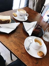 High angle view of breakfast on table