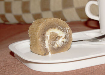 Close-up of dessert in plate on table