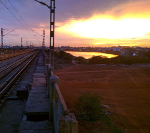 Railroad track at sunset