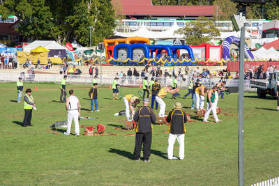 People at park against sky