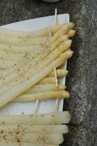 High angle view of food on table