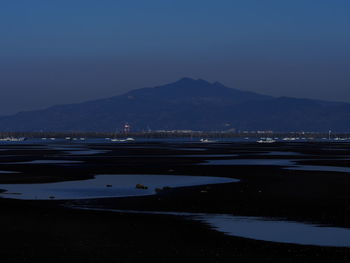 Scenic view of lake against blue sky