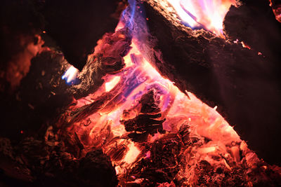 Close-up of bonfire at night