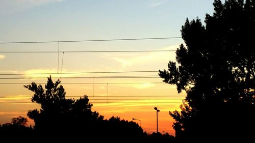 Low angle view of silhouette trees against sky at sunset