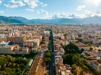 Aerial panoramic view of palermo town in sicily.