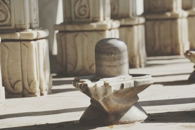 Close-up of old table