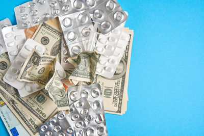 Close-up of metal against blue background