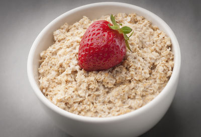 High angle view of breakfast served in bowl on table