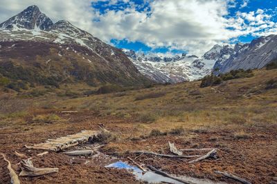 Scenic view of mountains against sky