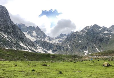 Scenic view of mountains against sky