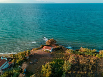 High angle view of sea against sky