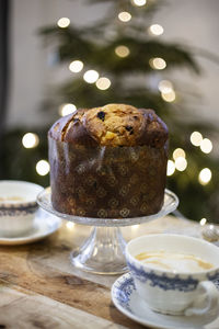 Close-up of dessert on table