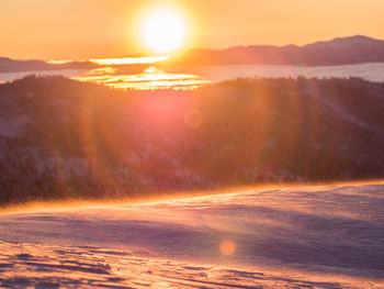 Scenic view of landscape against sky during sunset