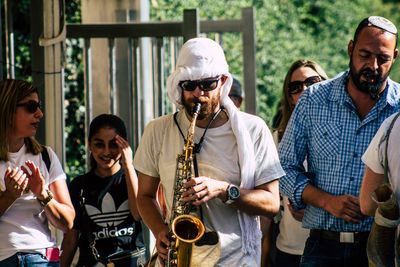 People playing at music concert