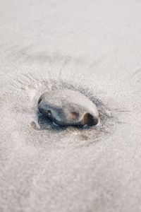 High angle view of small sea on sand