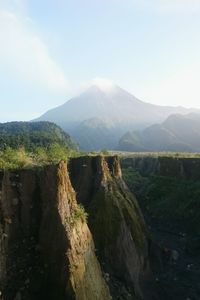 Scenic view of mt merapi against sky
