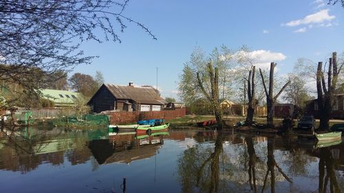 Reflection of built structure in water