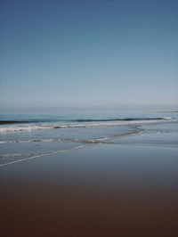 Scenic view of beach against clear sky