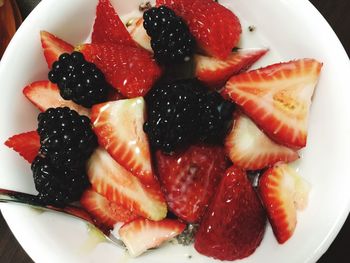 Close-up of strawberries in plate