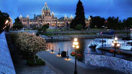 Illuminated city at night