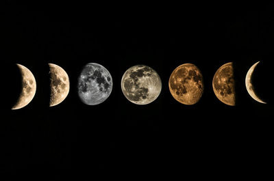 Low angle view of full moon against clear sky at night