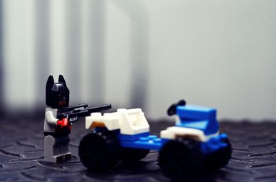Close-up of toy car on table