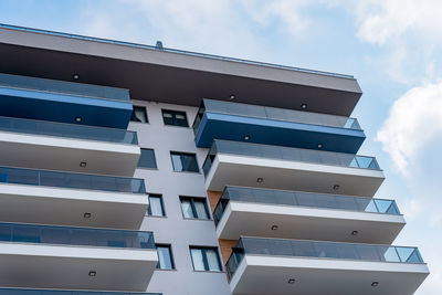 Tall apartment building. fragment of a residential building. architecture of southern turkey.