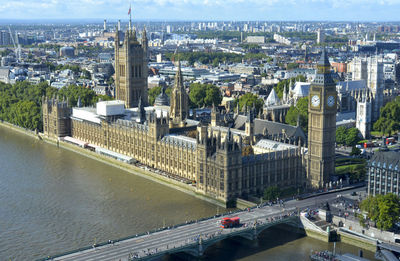 High angle view of bridge over river in city