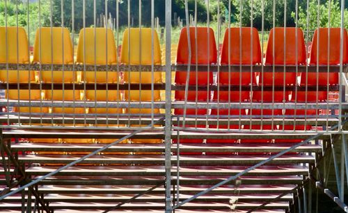 Low angle view of empty seats