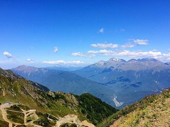 Scenic view of mountains against sky