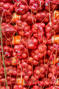 Full frame shot of red for sale at market stall