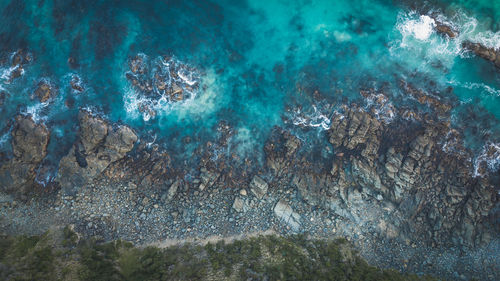 View of sea through rocks